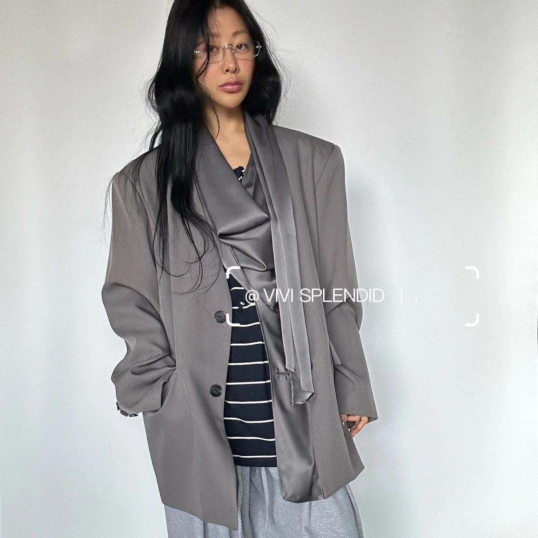 VIVISPLENDID19695#（定制款NO退NO换）小众设计师款拼接西装