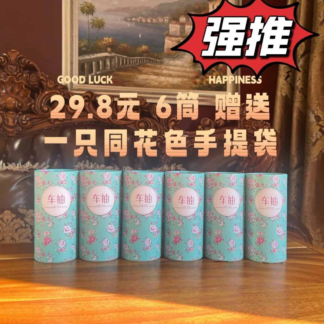 车抽6筒/高档车载专用抽纸圆筒抽纸礼品可爱欧式碎花1号纸巾