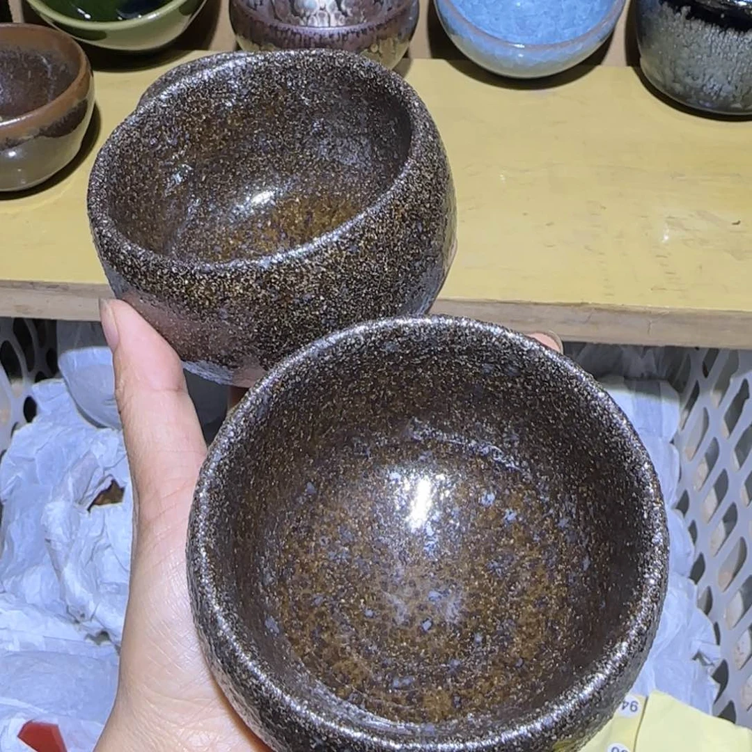 茶盏可*福建盏茶器两只粗胎