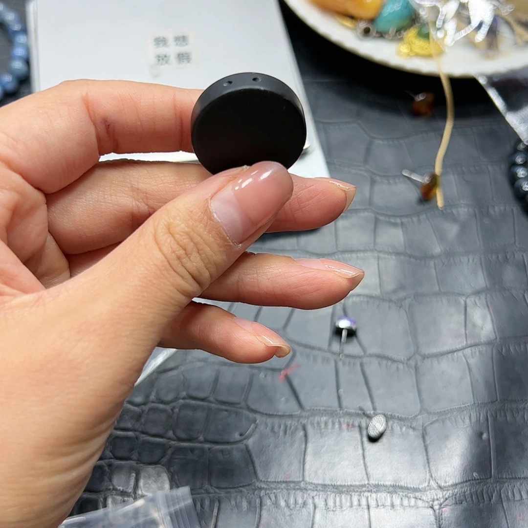 银S925镶嵌手链烟晶墨玉吊坠