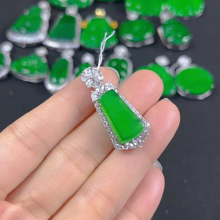 翡翠银S925镶嵌吊坠(不含链)