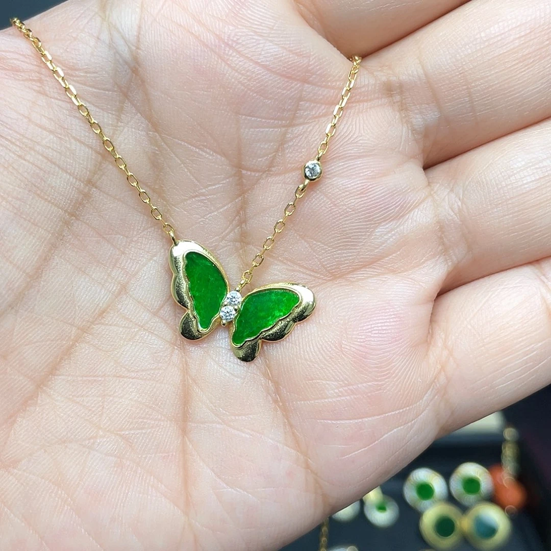 翡翠银S925镶嵌颈饰翡翠