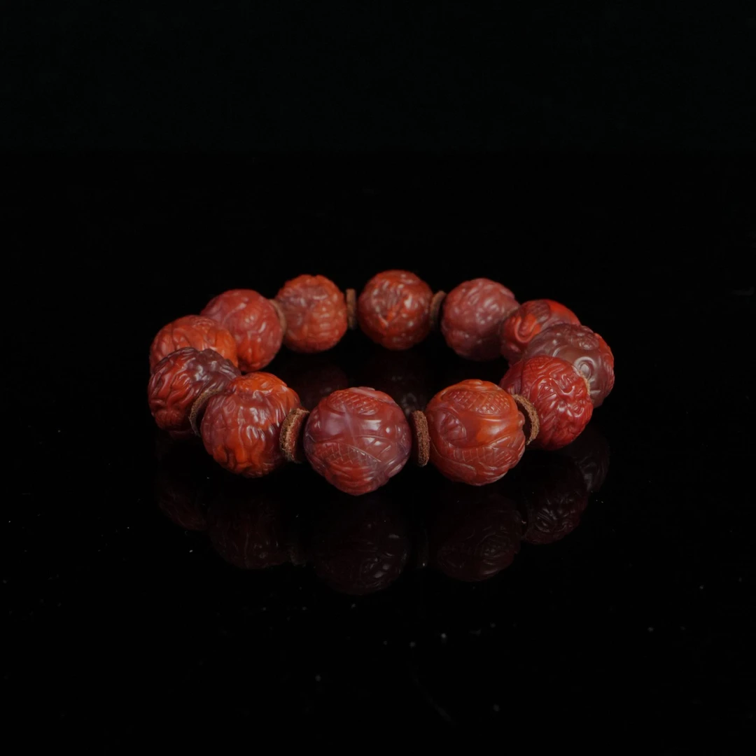 DB-Z1075 南红玫红龙珠手串 16mm 68.19g