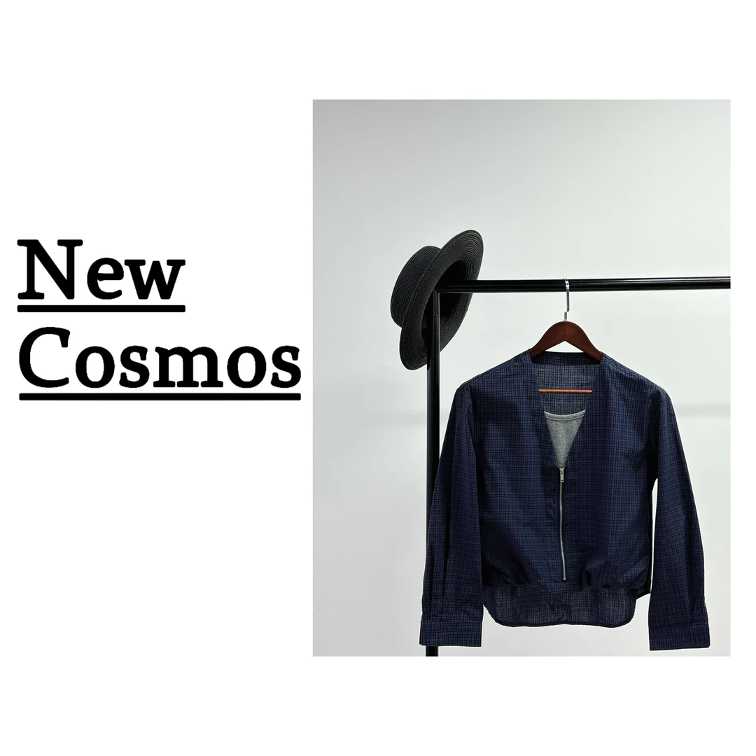 【NEW COSMOS】短外套V领百搭夏季假两件拼接拉链秋季女圆领欧美风