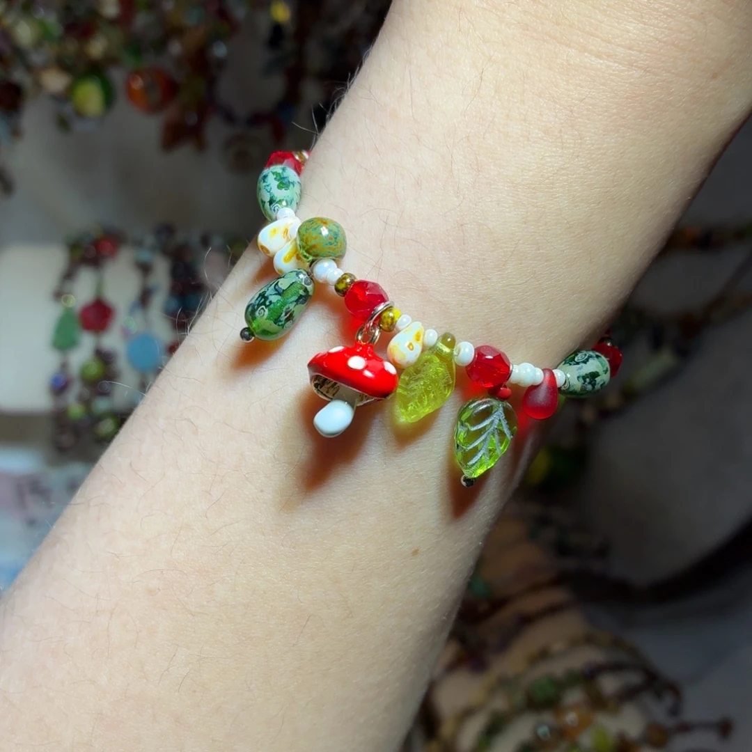 DIY玻璃童话感蘑菇手链