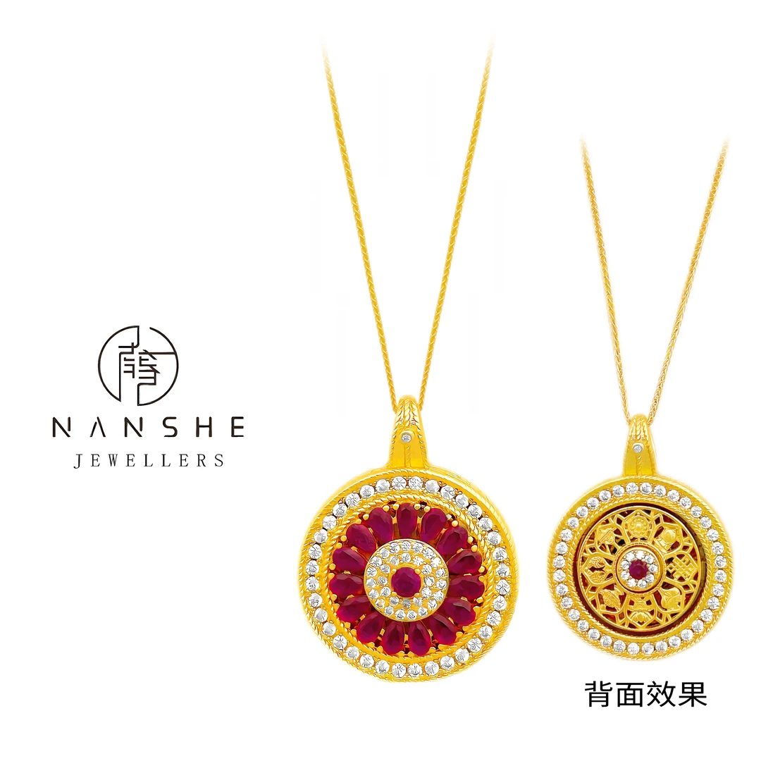 NANSHE/南奢 吸睛圆形红白色镶嵌项链 L1161