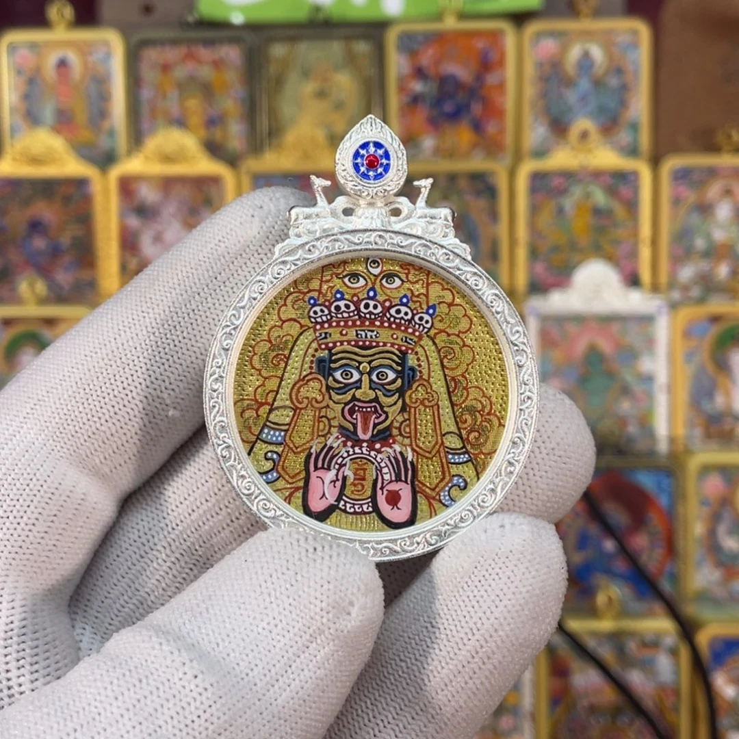 吊坠玄烨精品3.5纯手绘金唐扎基拉姆随身唐卡