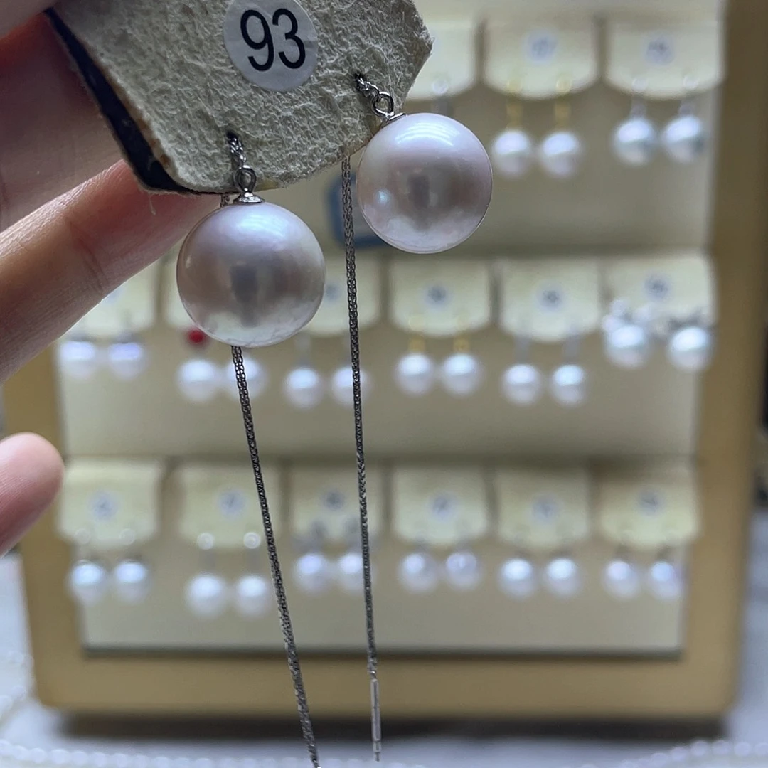 银S925镶嵌淡水珍珠耳饰