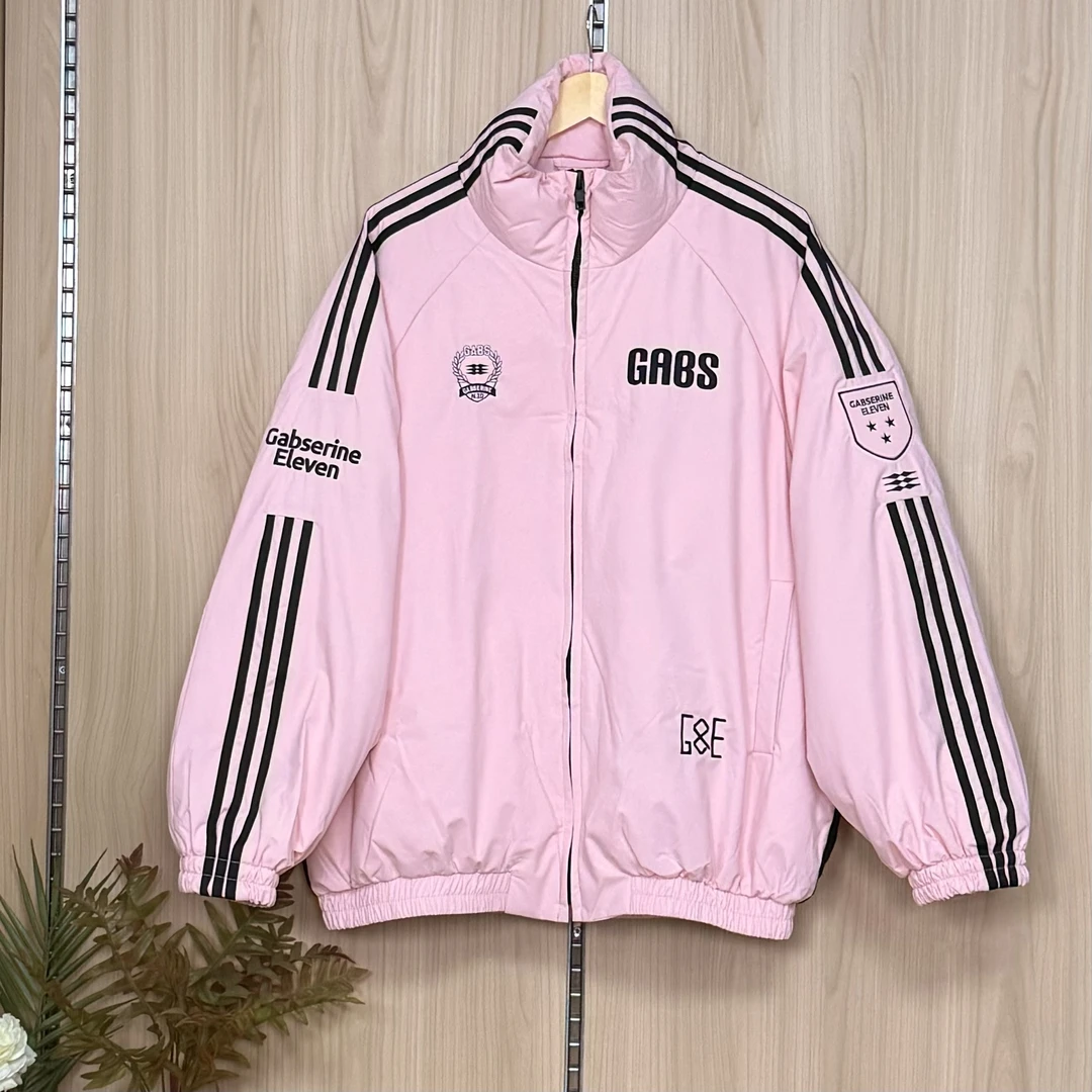 25新款户外立领条纹撞色防风保暖宽松型纯色羽绒服秋冬时尚新