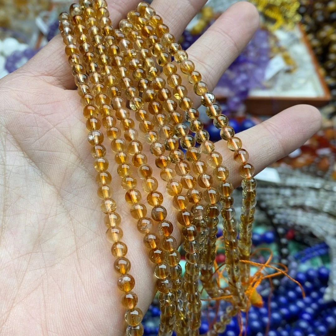 玛瑙/玉髓合金珠宝半成品一条天然精品4.8mm黄塔晶