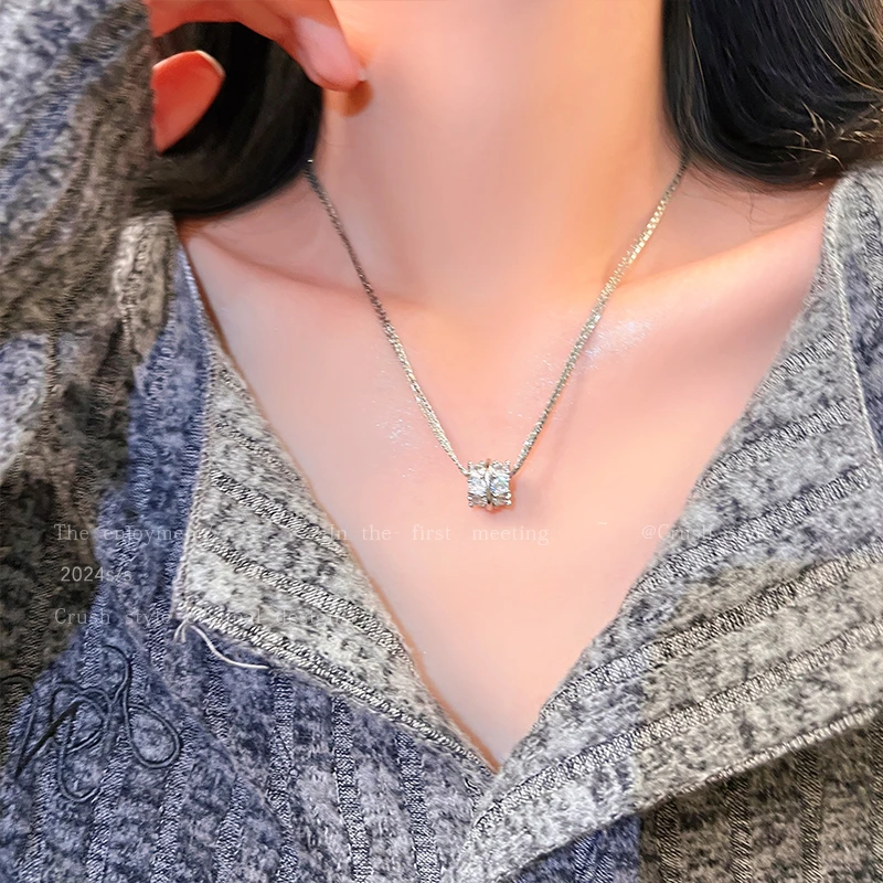 铜合金项链 多层路路通吊坠毛衣链女小众轻奢高级感气质配饰8337