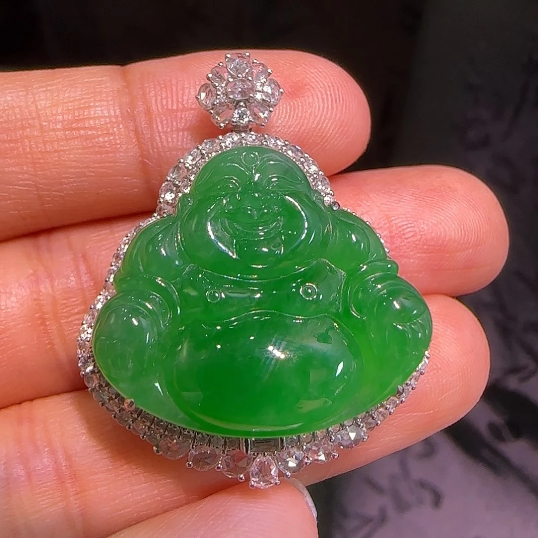 翡翠18K金镶嵌吊坠(不含链)