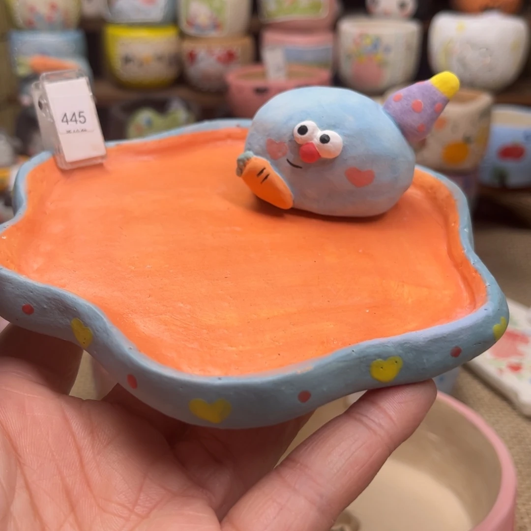 红陶?**?445盘子摆件现货