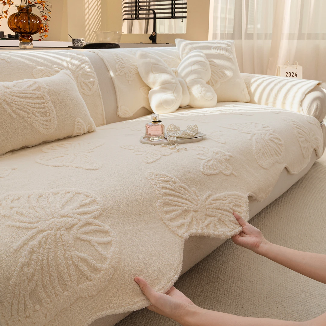 2025新款异形毛绒沙发垫盖布秋冬季用座垫加厚固定防滑直排坐垫子