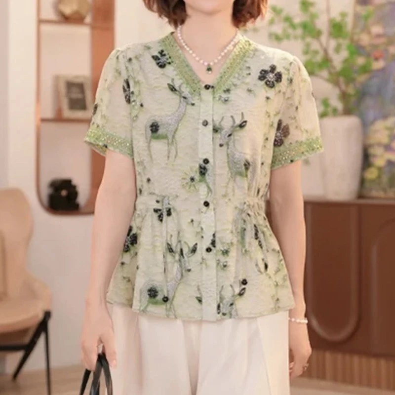 女装时尚减龄老年夏季加大衬衫显瘦衬衣中老年女装寻夏日记
