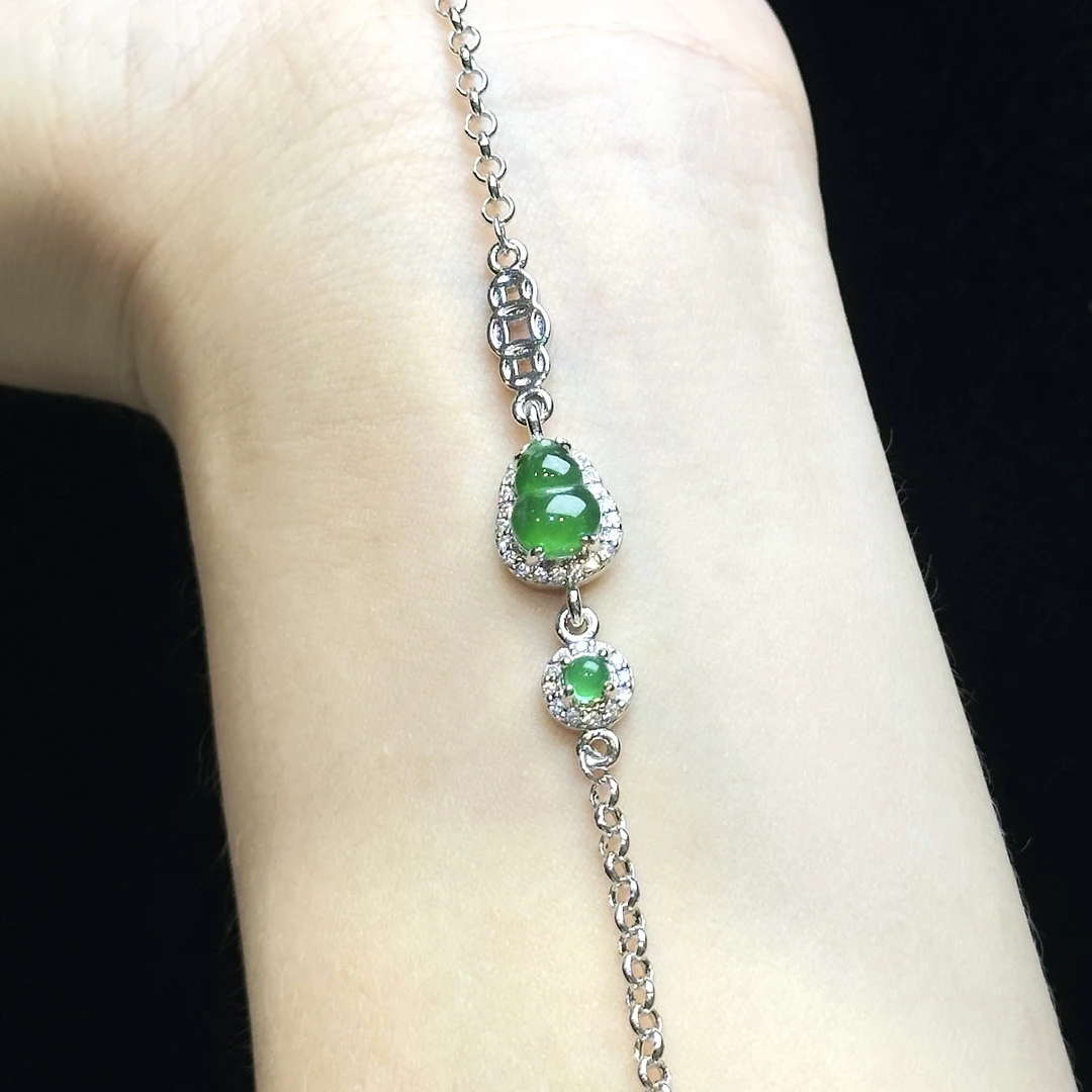 【金旭上成】天然翡翠A货满绿葫芦手链 多样性发一件