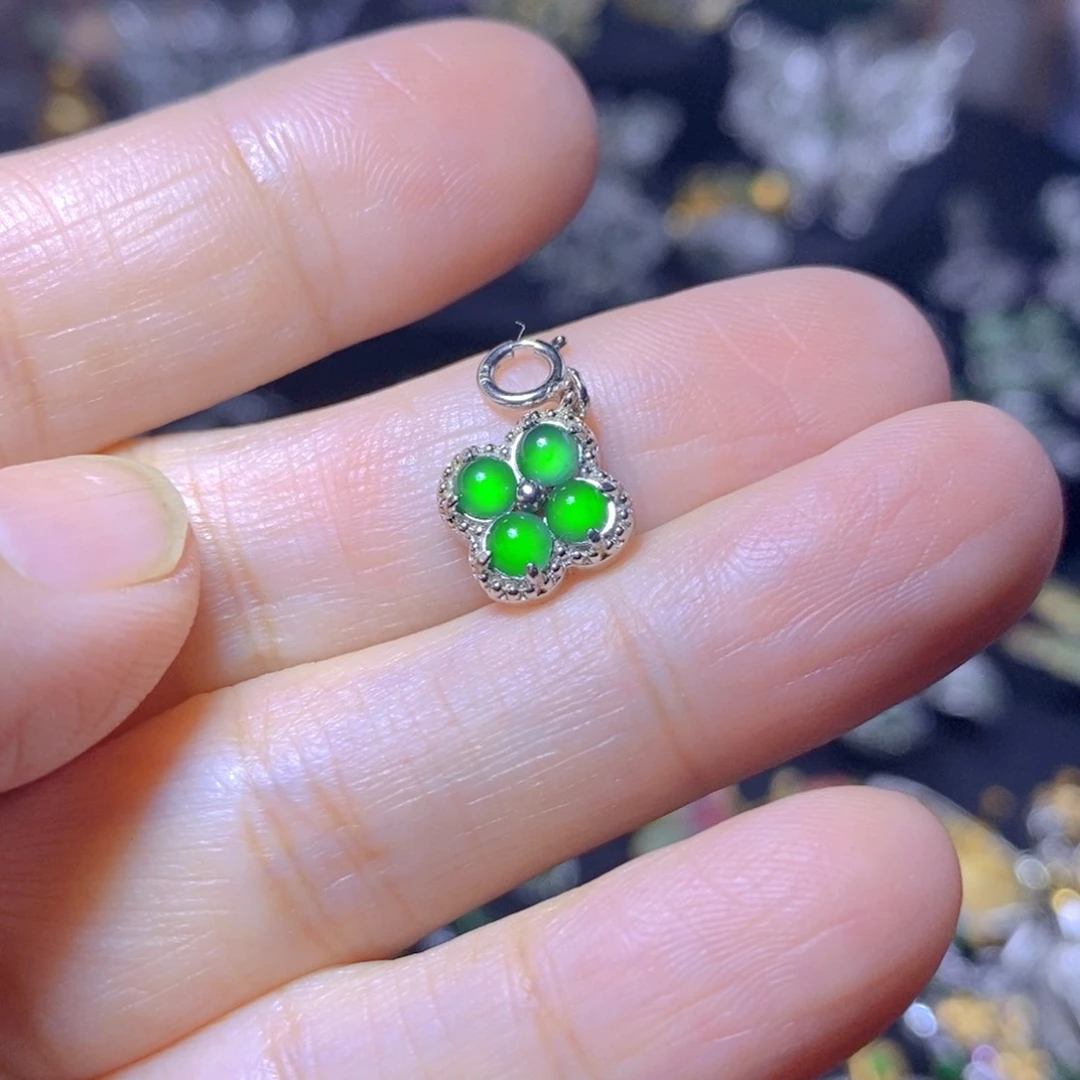 翡翠银S925镶嵌颈饰天然翡翠