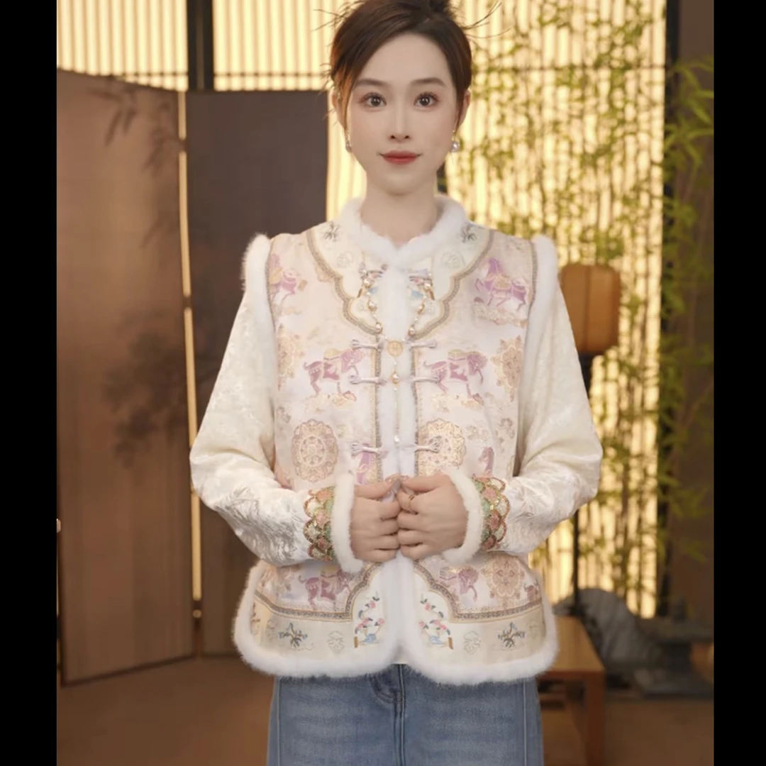 秋冬季新款中国风百搭复古锦绣马甲739