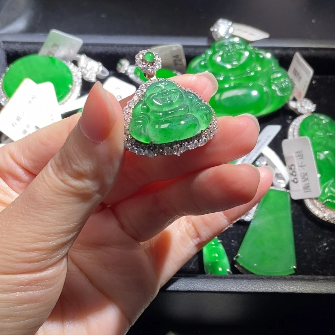 翡翠银S925镶嵌吊坠(不含链)