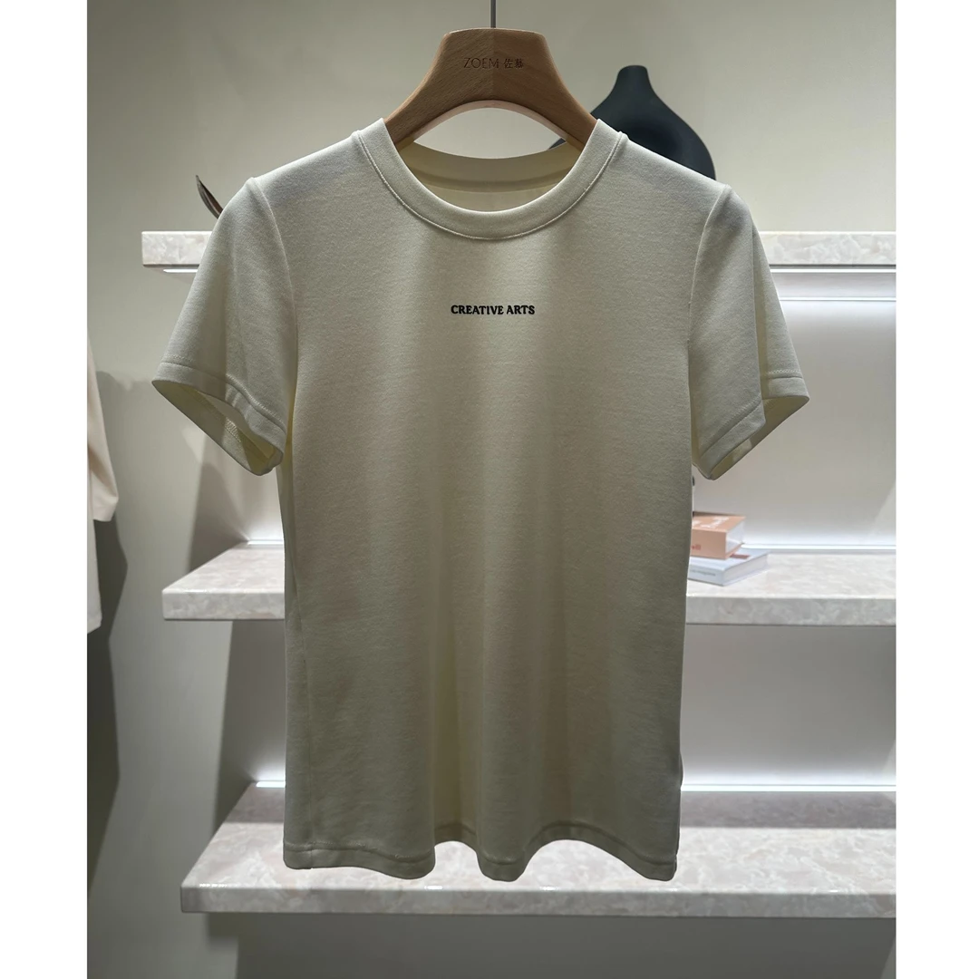 Pada嘻&ZM【极简T恤】简约休闲 舒适百搭字母T恤 5830 Hi Fortune