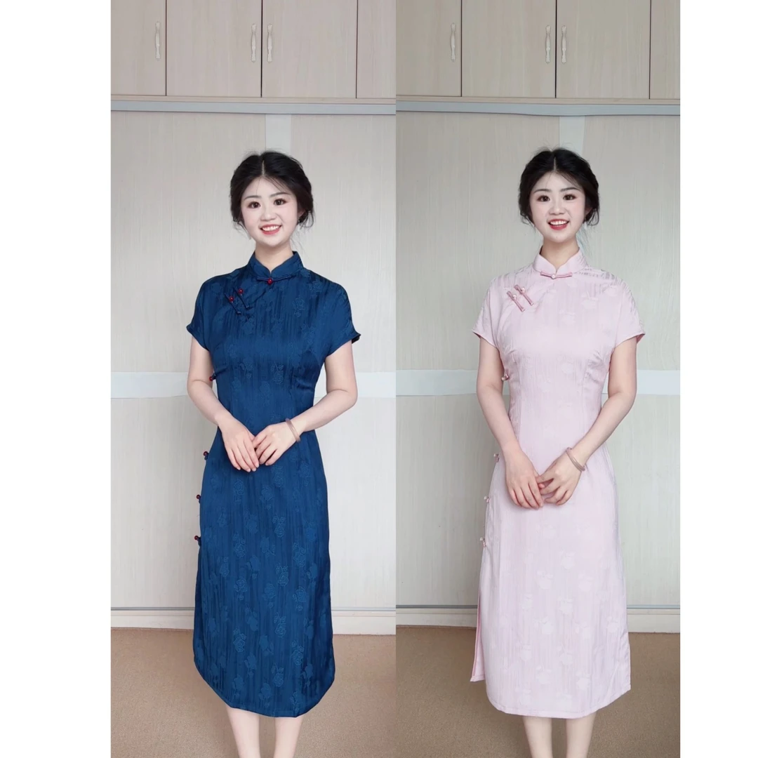 【稚鱼】夏季新款少女优雅日常显瘦国风旗袍裙衣长约110