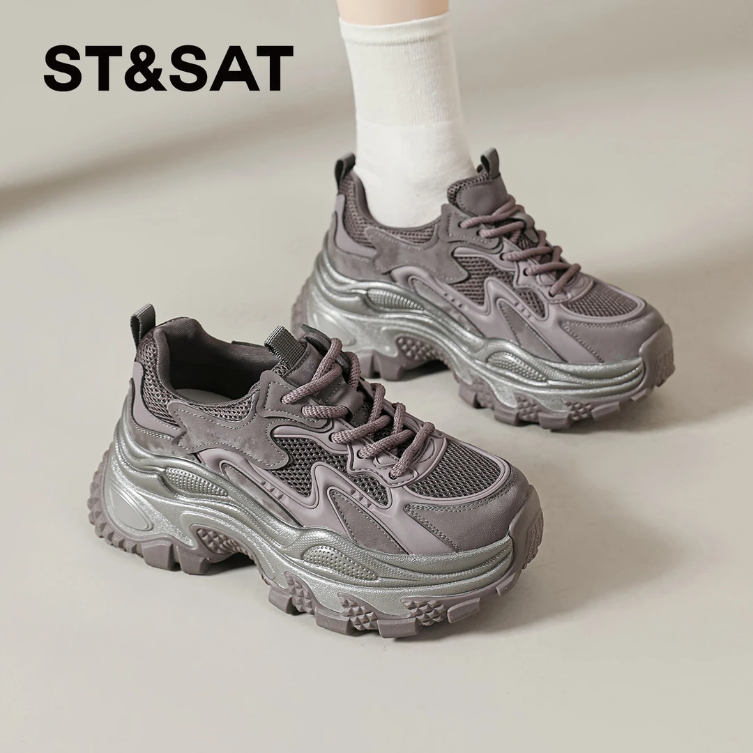 星期六厚底老爹鞋女2025秋季爆款运动鞋小个子增高鞋显脚小休闲鞋