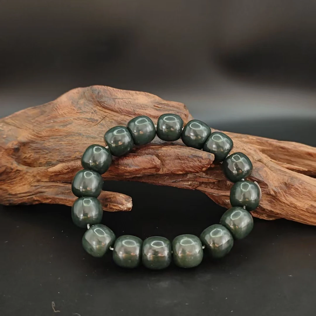 Q和田玉且末桶珠手串（卡14）2417