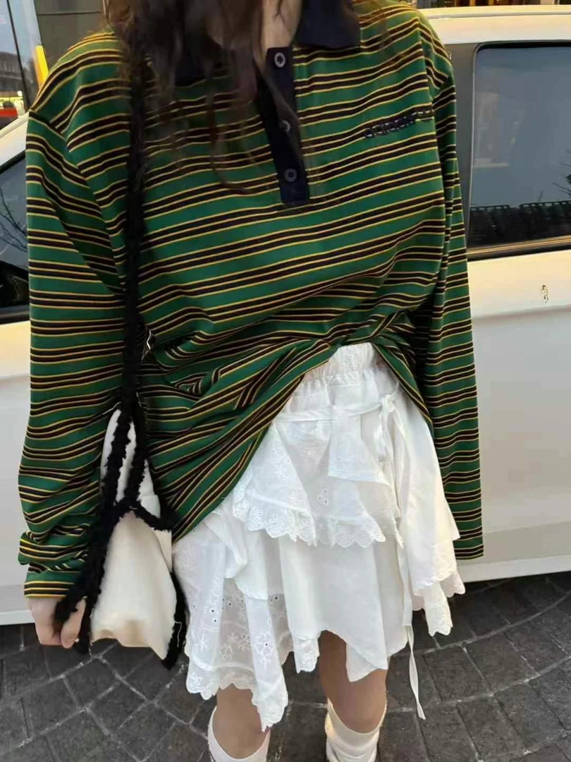 甜心少女2025新款韩版百搭松紧腰蕾丝拼接花边不规则半身裙