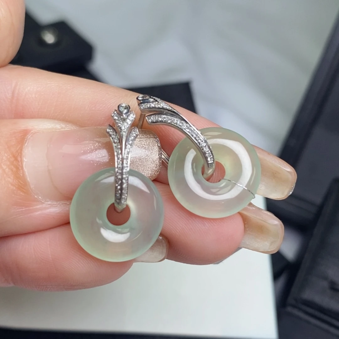 翡翠耳饰18K金镶嵌甜甜圈