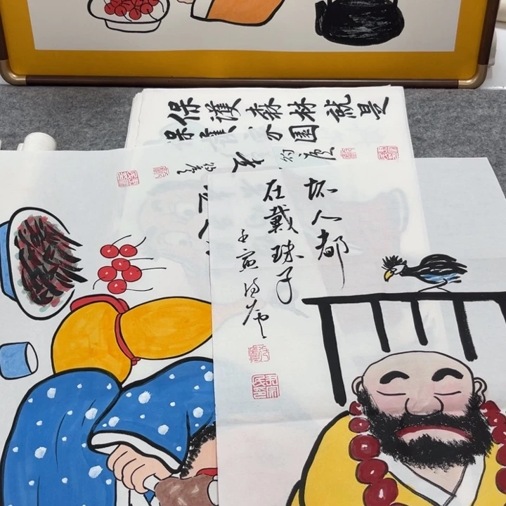 国画手绘禅意画一物一拍
