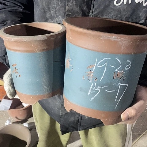 紫砂宜兴紫砂花盆，