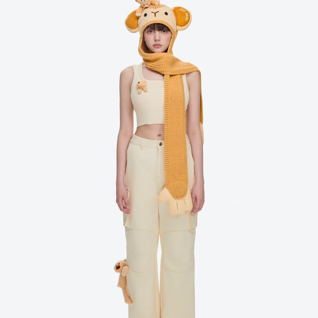 13DE MARZO 2025AW 秋冬新款 猴子小熊玩偶围巾冷帽