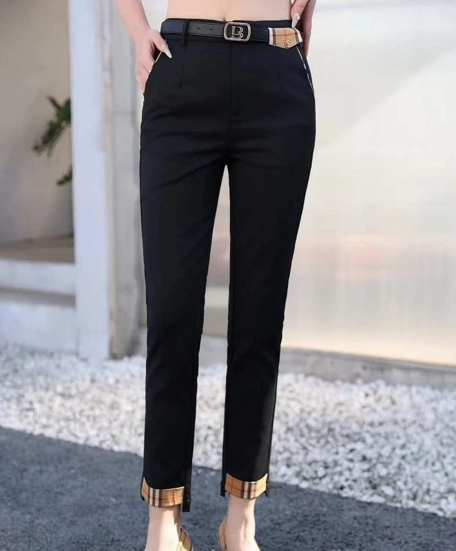 【夏季必备】简约高腰显瘦修身百搭休闲裤9221