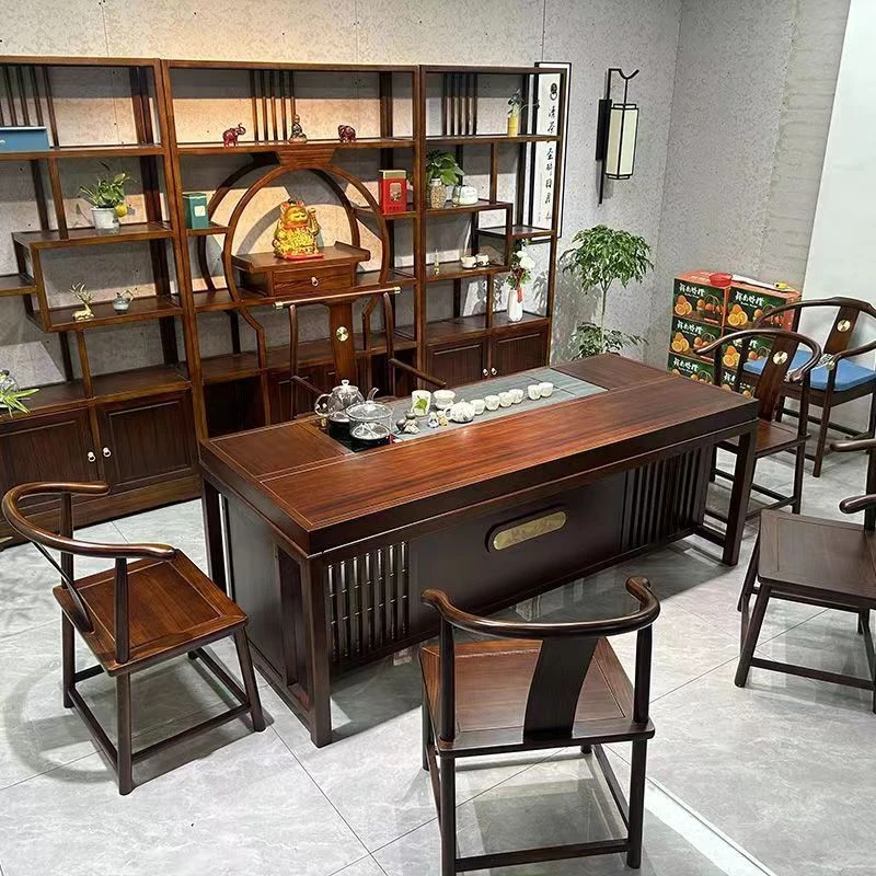 新中式实木茶桌椅组合办公室功夫茶几客厅家用套装一体禅意泡茶台