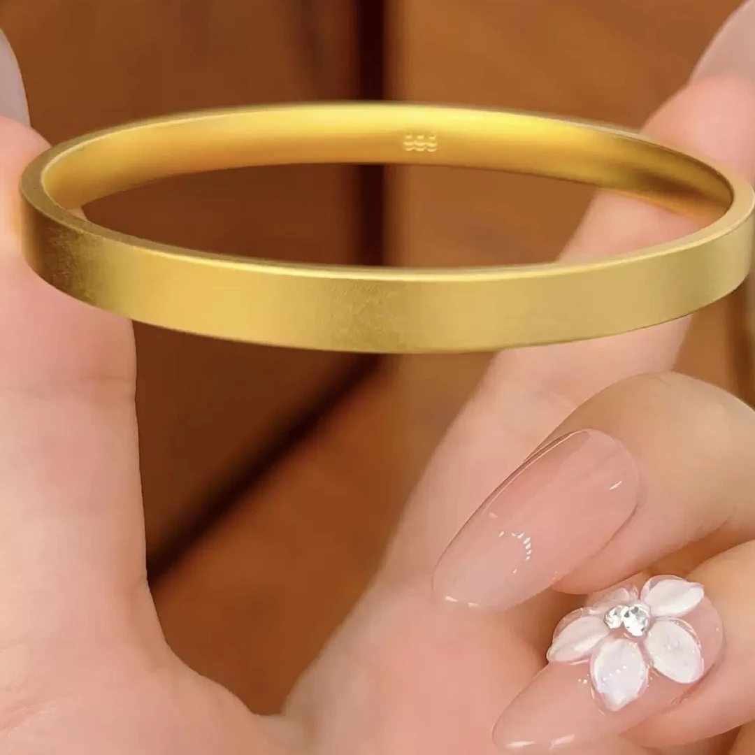 合金手镯 Moonlight刘亦菲同款镀真金高保色四方如意素圈手镯