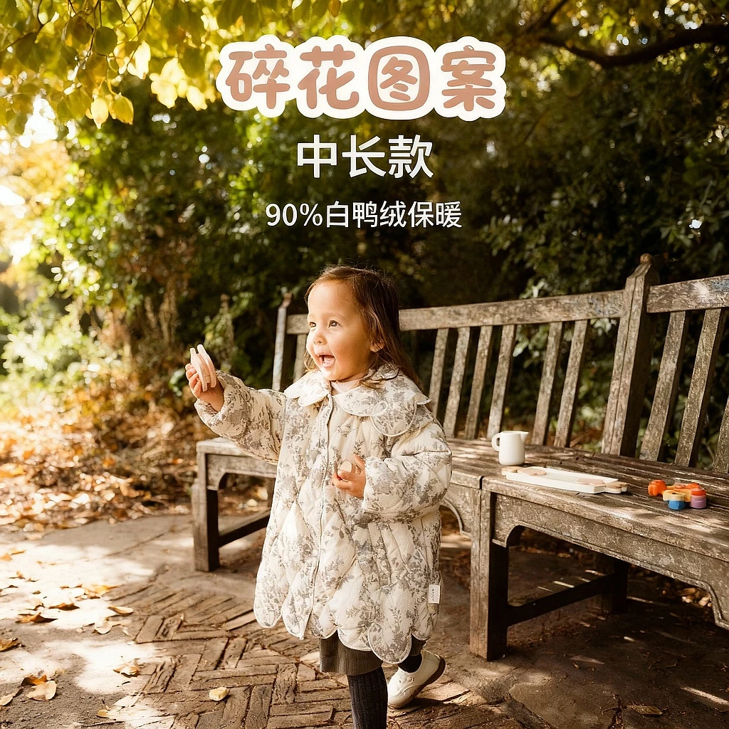 LELEJOVE25冬女宝中长碎花羽绒服甜美花边设计5AW3D252
