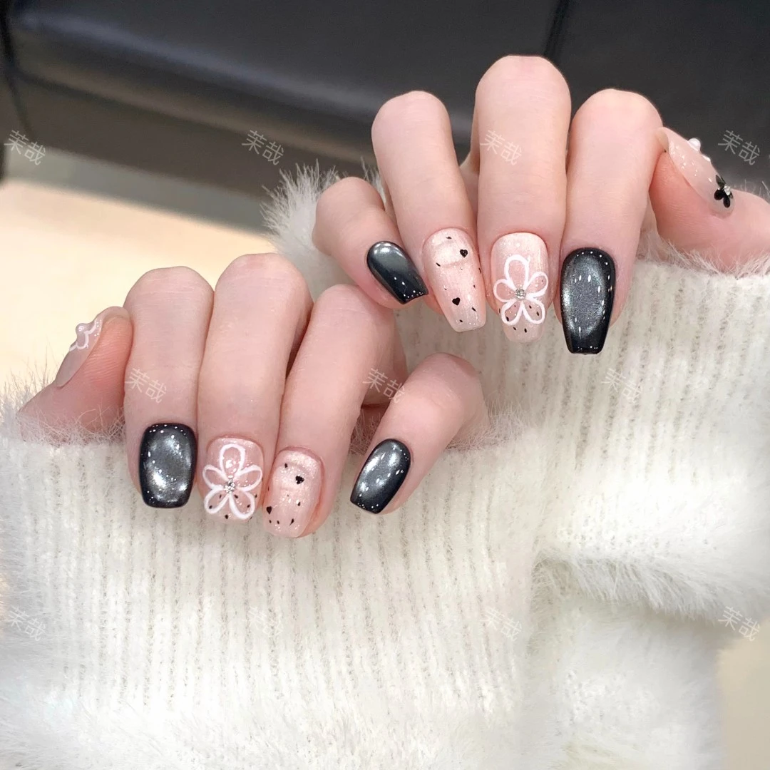 茉哉现货【小花】纯手工定制美甲可拆卸穿戴甲A3837