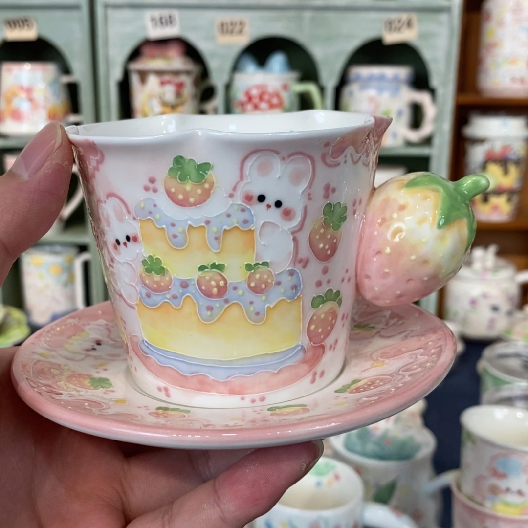 瓷片蛋糕兔子咖啡杯微瑕