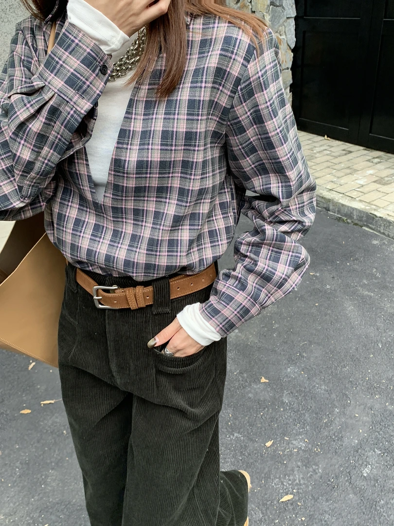 2025新款BERTILLA轻奢时尚气质百搭格子衬衫