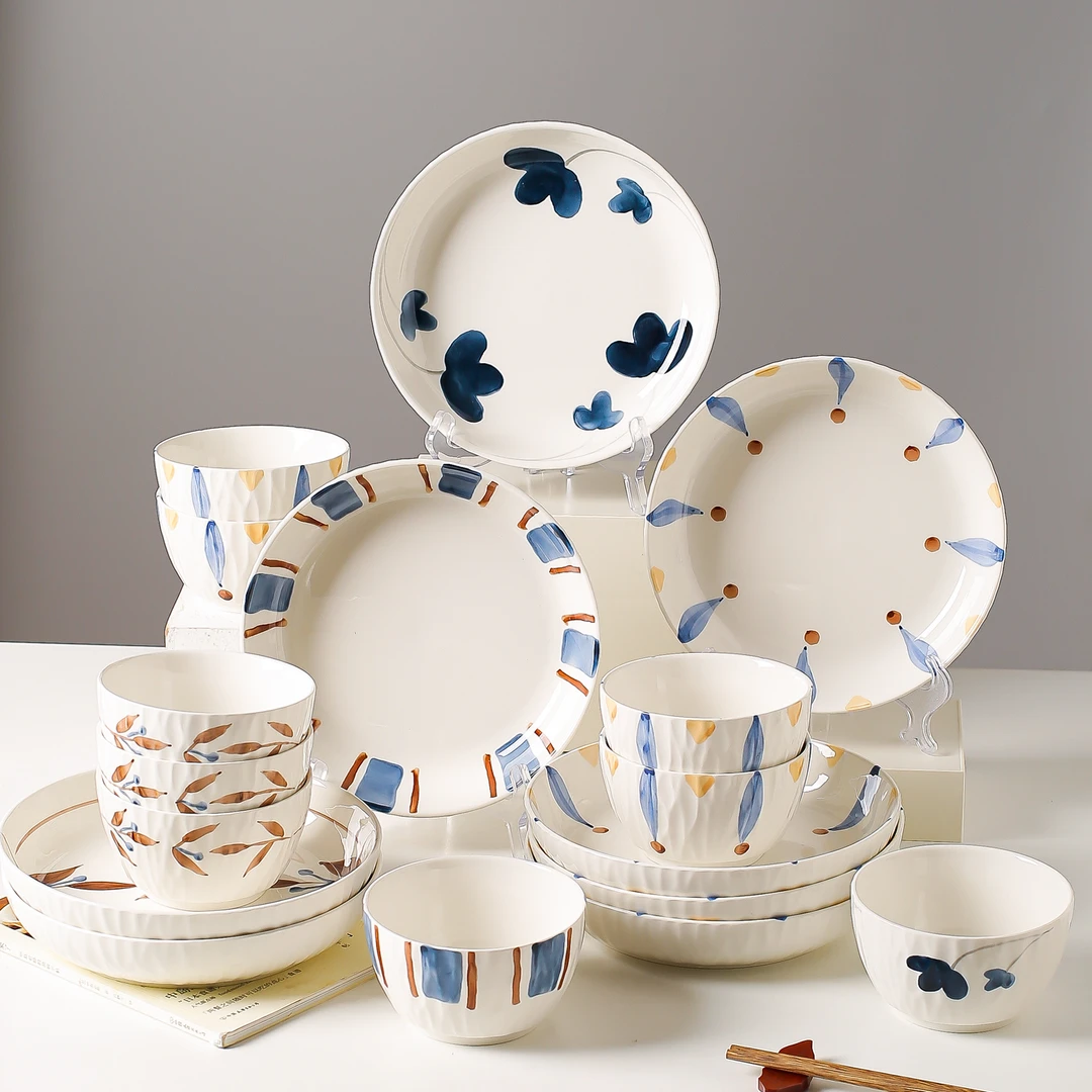 川岛屋日式餐具碗盘套装家用2025新款陶瓷米饭小碗釉下彩碗具盘子