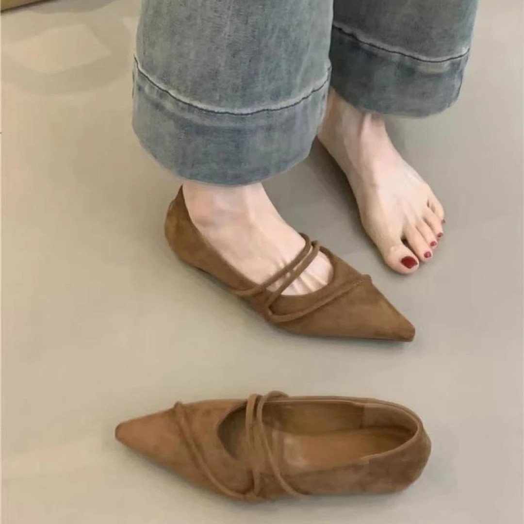 2025新款豹纹平底鞋女尖头浅口单鞋子内增高气质百搭软皮奶奶瓢鞋