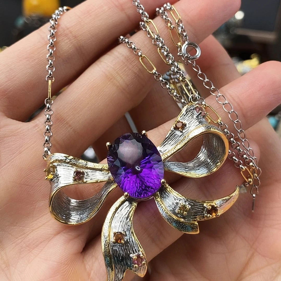 颈饰银S925镶嵌紫晶