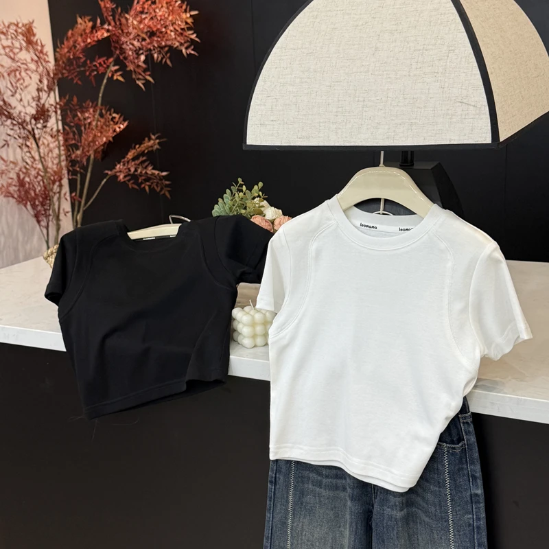 【现货】leomama女童短袖t恤2025新款夏装中大童衣服儿童百搭上衣潮