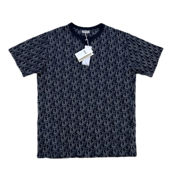 99新 DIOR/迪奥 dior黑色珠链满印logo短袖L码准新成色
