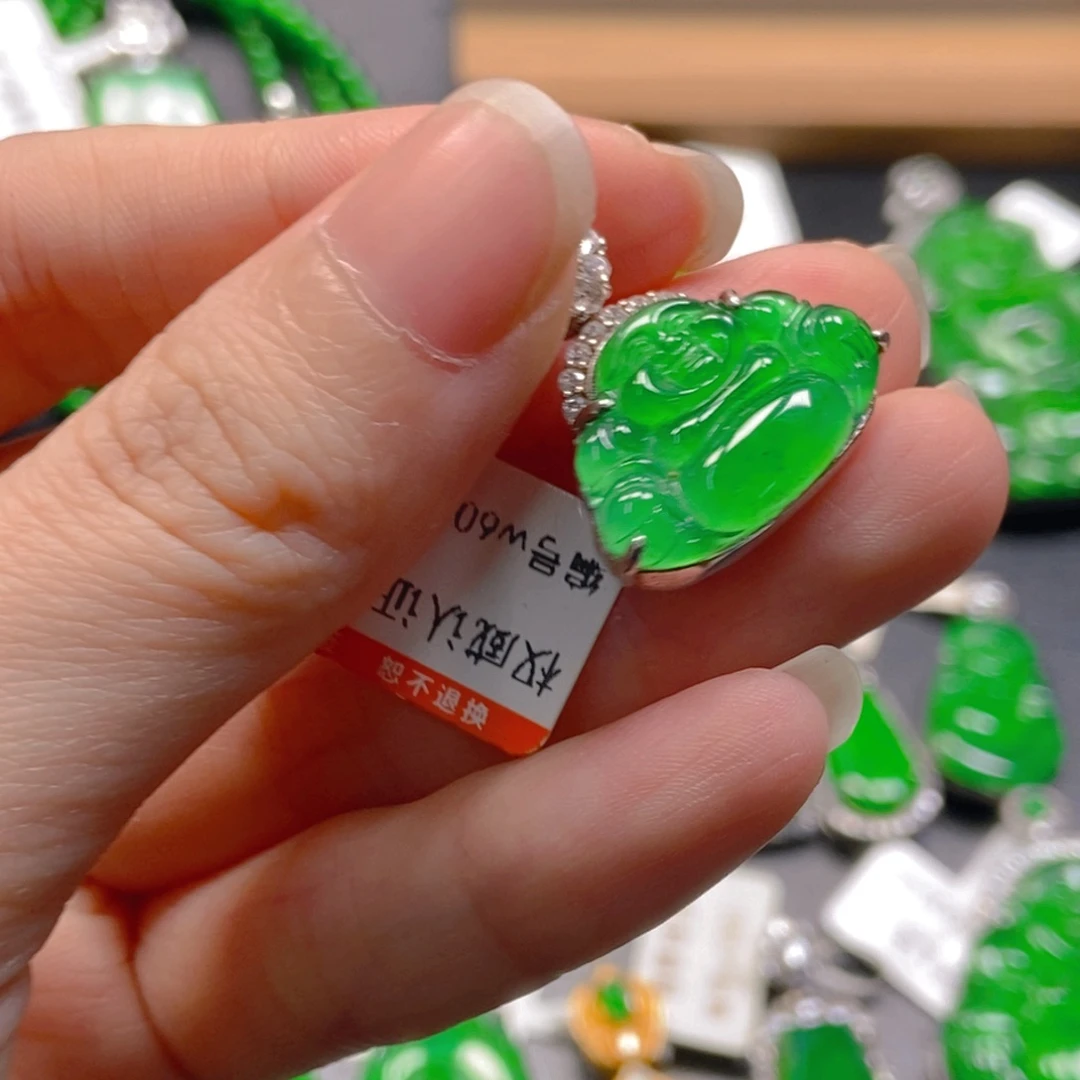 翡翠银S925镶嵌吊坠(不含链)