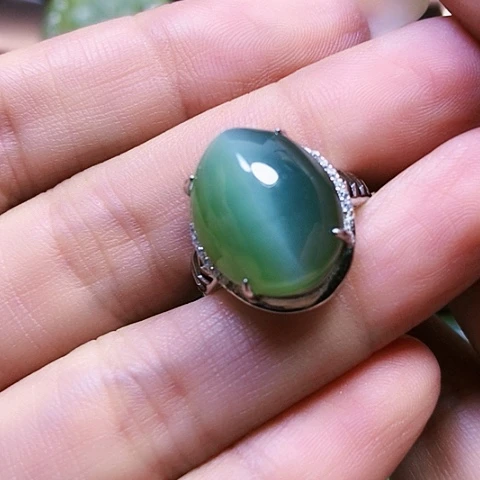 和田玉戒指银S925镶嵌