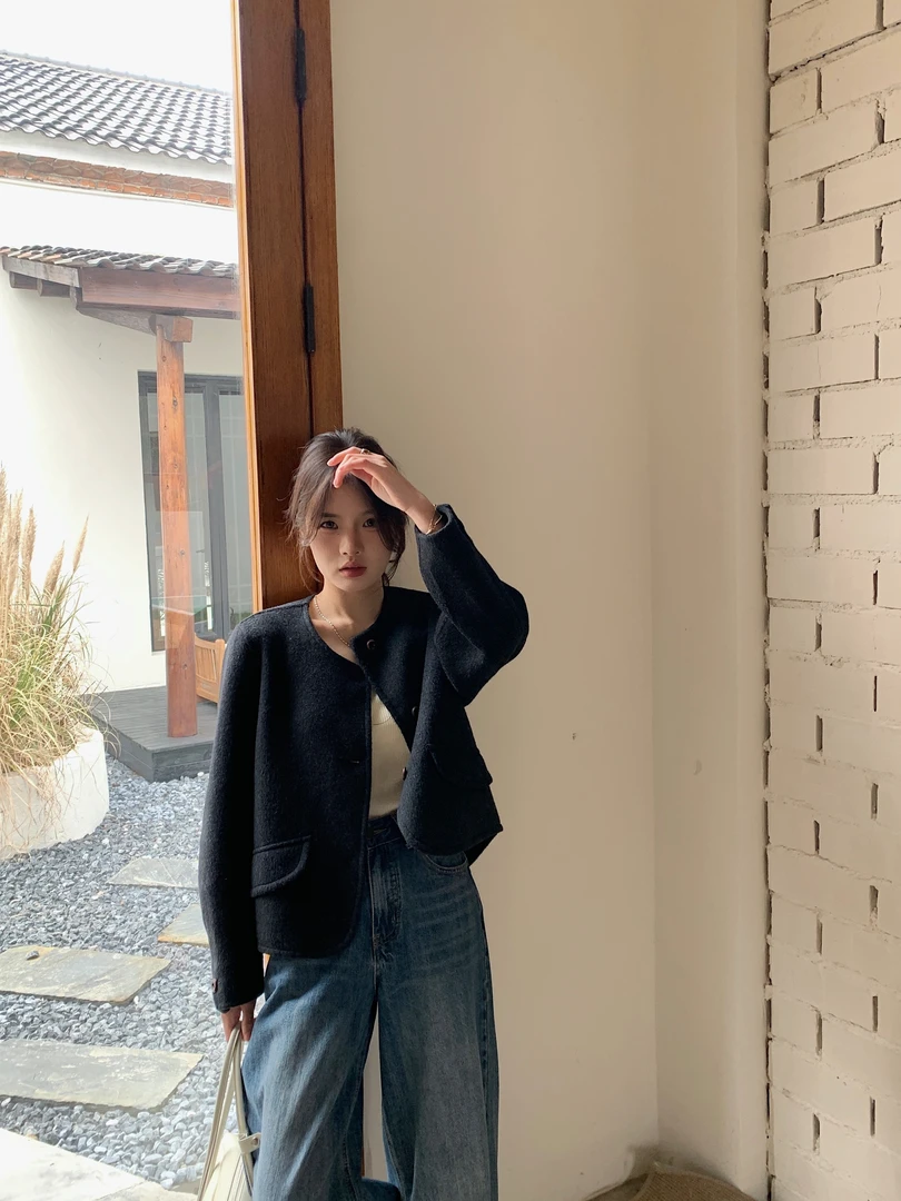 2025新款双面羊毛大衣时尚百搭外套5603