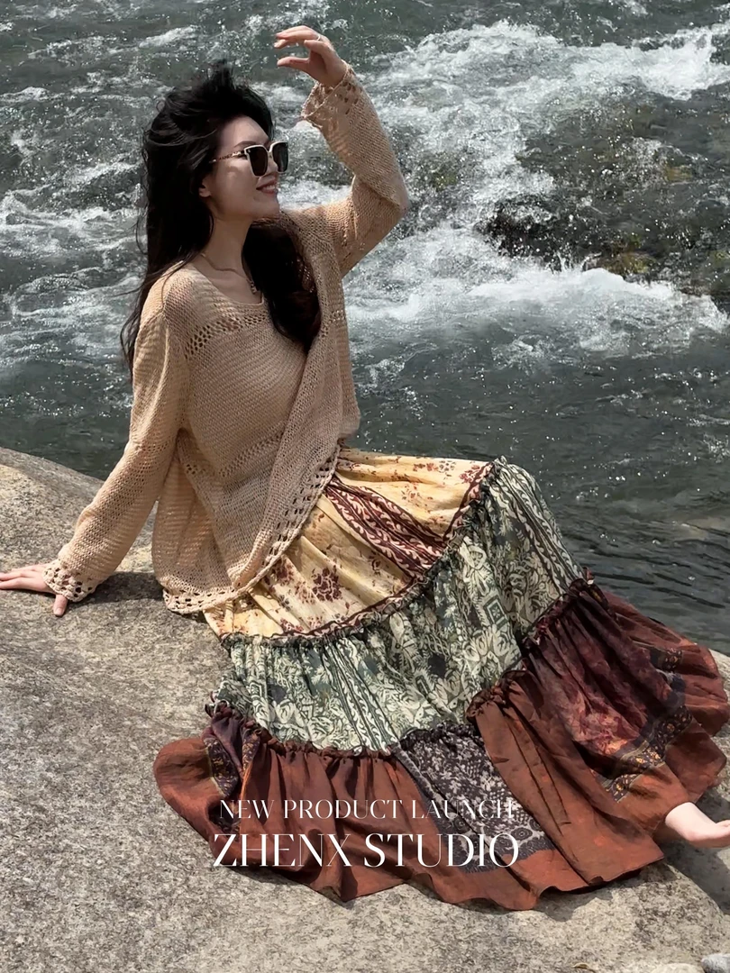 ZHENXI【禾木上衣】高个子穿搭镂空透气设计套头针织上衣25QDAZ0226