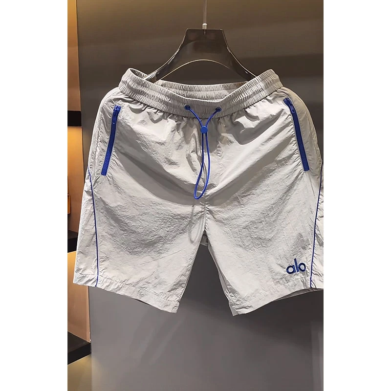 欧货轻奢高定运动休闲男装裤子2025夏季新款字母刺绣撞色灰色短裤