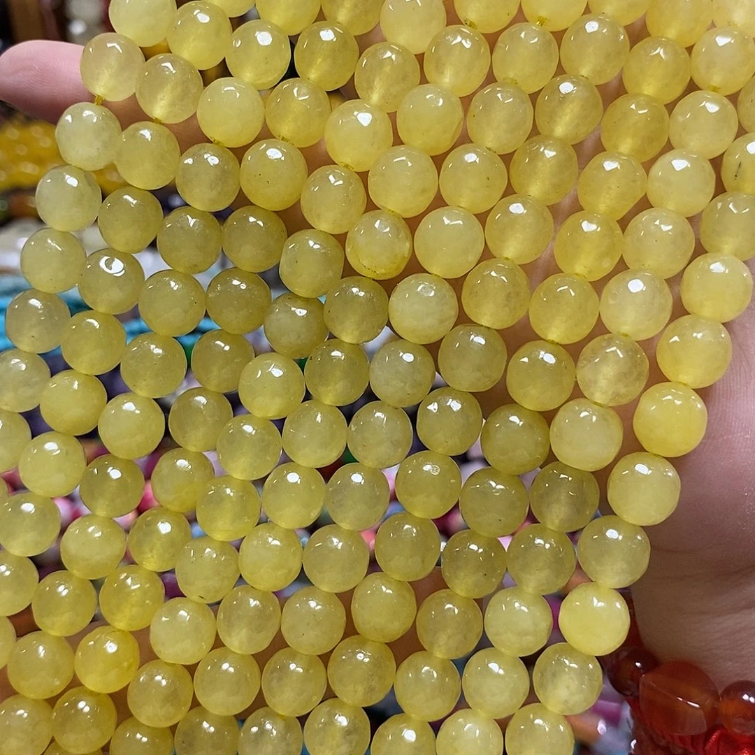 玛瑙/玉髓未镶嵌珠宝半成品黄玉切面一条卡10mm